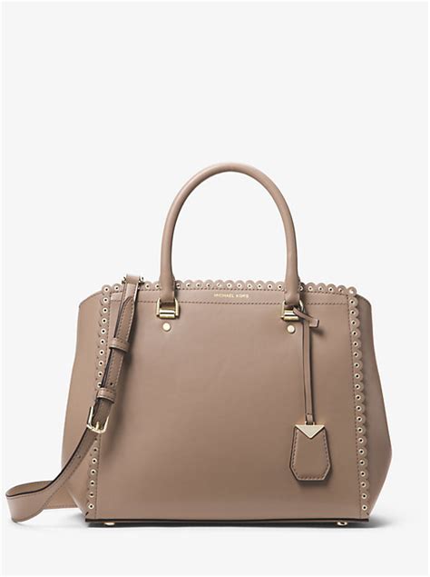 Benning Large Scalloped Leather Satchel 